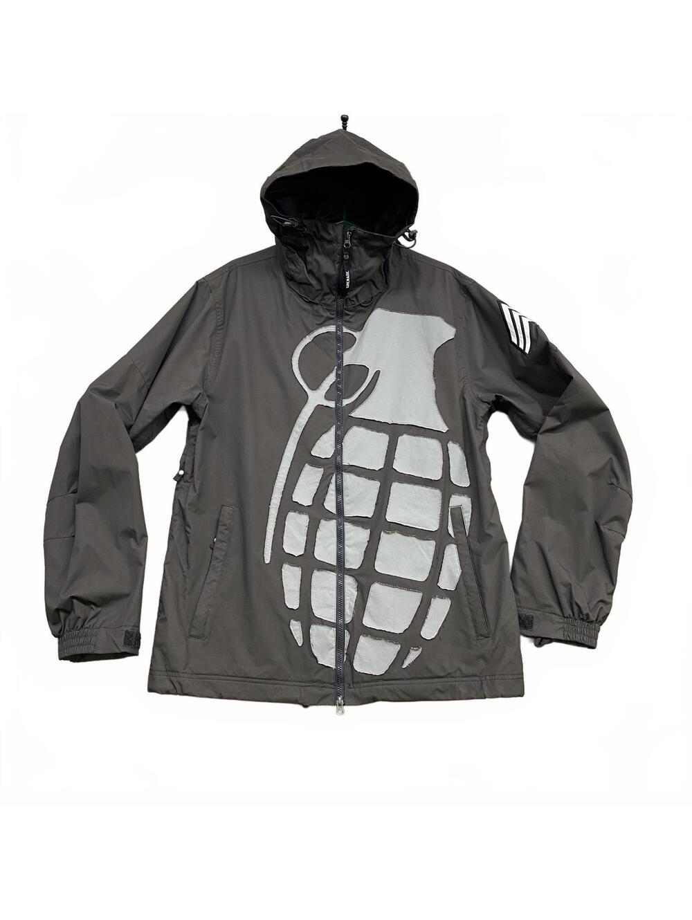 VTG Rare 2000s Grenade Technical Ski Jacket Gray Hooded Grenade Appliquéd Large